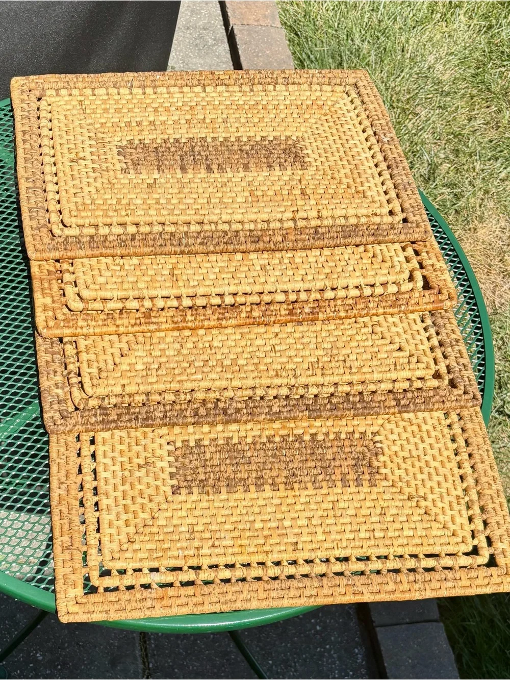Woven Natural and Brown Rectangular Placemats - Set of 4